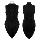 PUNK RAVE Men's Gothic Pleated Stand Collar Swallow-tailed Vest Black