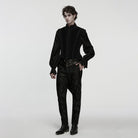 PUNK RAVE Men's Gothic Pleated Stand Collar Swallow-tailed Vest Black