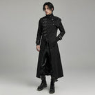 PUNK RAVE Men's Gothic Punk Multi-buckles Coat with Detached Shoulder Pad