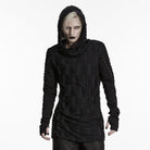 PUNK RAVE Men's Gothic Ripped Hooded Top
