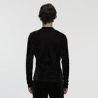 PUNK RAVE Men's Gothic Rose Embossed Lace-up Top Black