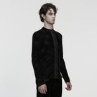 PUNK RAVE Men's Gothic Rose Embossed Lace-up Top Black