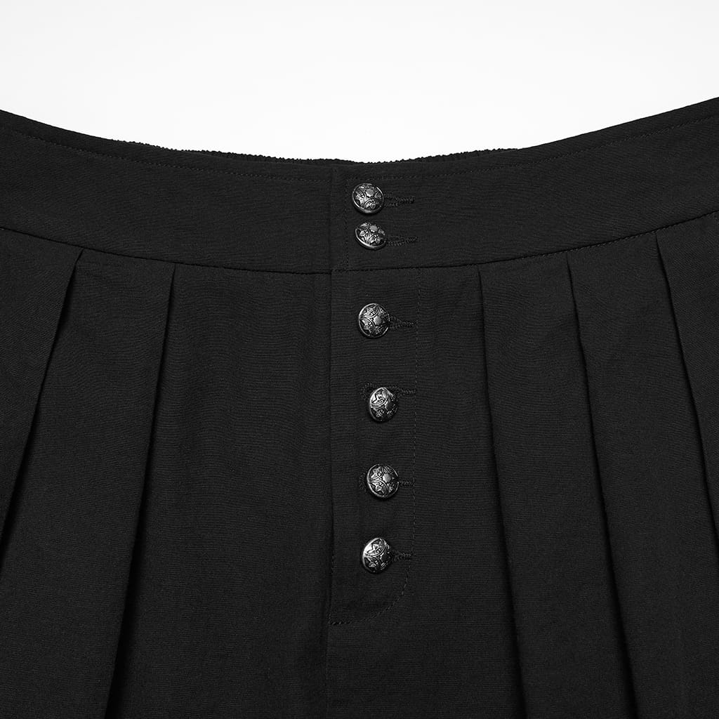 PUNK RAVE Men's Gothic Ruched Tapered Pants