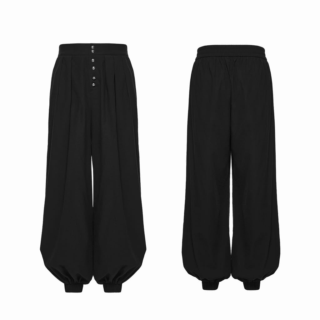 PUNK RAVE Men's Gothic Ruched Tapered Pants