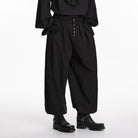 PUNK RAVE Men's Gothic Ruched Tapered Pants