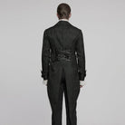 PUNK RAVE Men's Gothic Ruffled Lace Splice Jacquard Swallow-tailed Coat