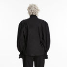 PUNK RAVE Men's Gothic Ruffled Stand Collar Puff Long Sleeved Shirt