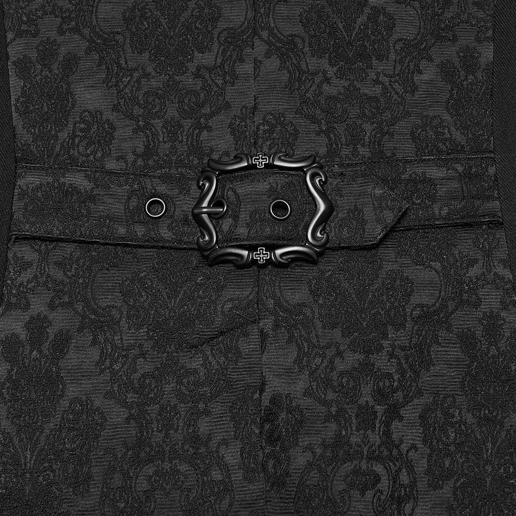 PUNK RAVE Men's Gothic Single-breasted Jacquard Stand Collar Jacket