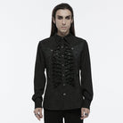 PUNK RAVE Men's Gothic Skeleton Drawstring Shirt