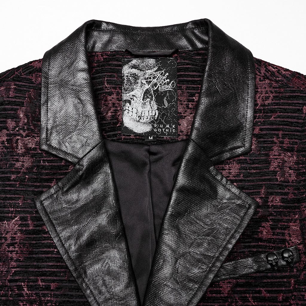 PUNK RAVE Men's Gothic Skull Buckle-up Waistcoat Red