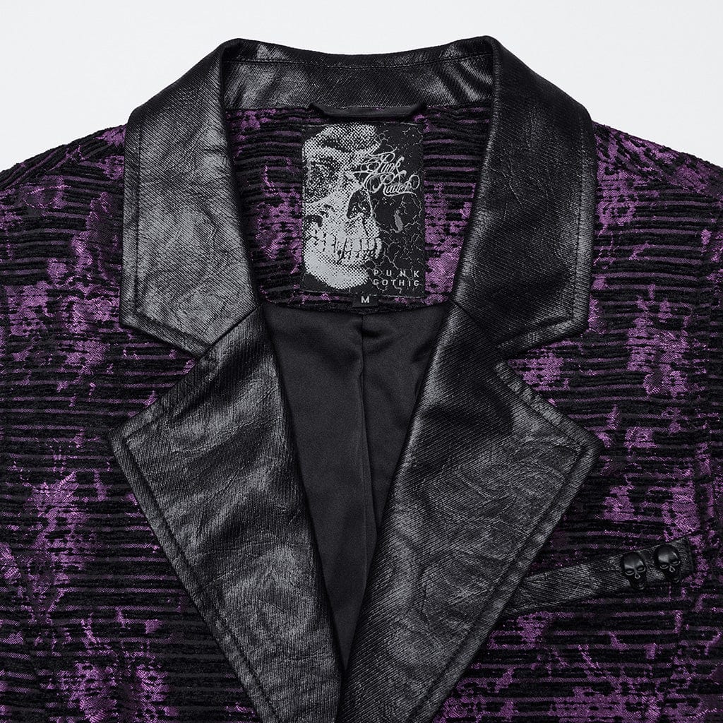 PUNK RAVE Men's Gothic Skull Buckle-up Waistcoat Violet