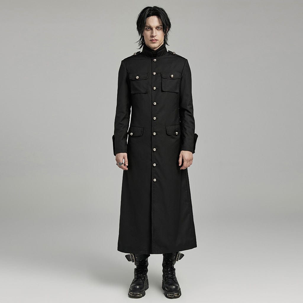 PUNK RAVE Men's Gothic Stand Collar Big-pocket Coat