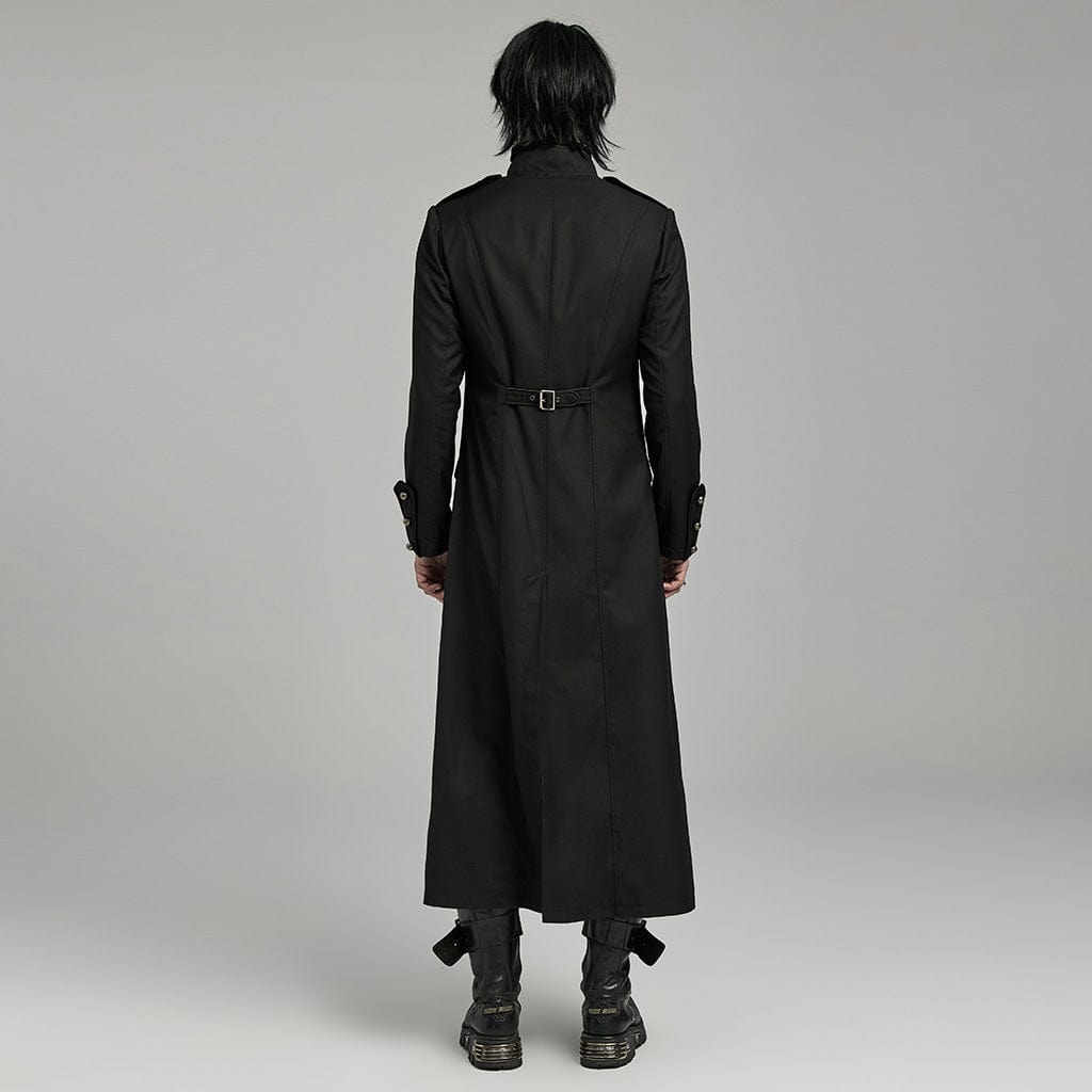 PUNK RAVE Men's Gothic Stand Collar Big-pocket Coat