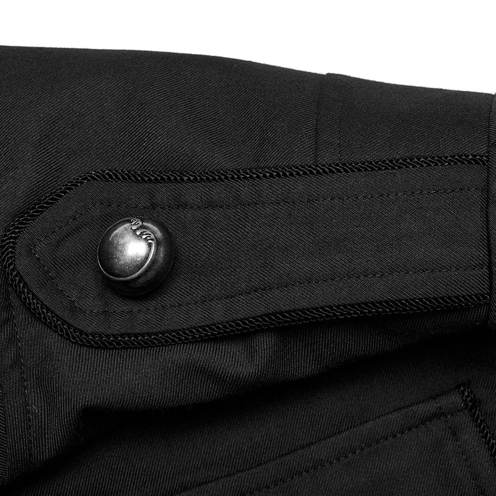 PUNK RAVE Men's Gothic Stand Collar Big-pocket Coat