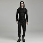 PUNK RAVE Men's Gothic Stand Collar Cross Flocking Shirt