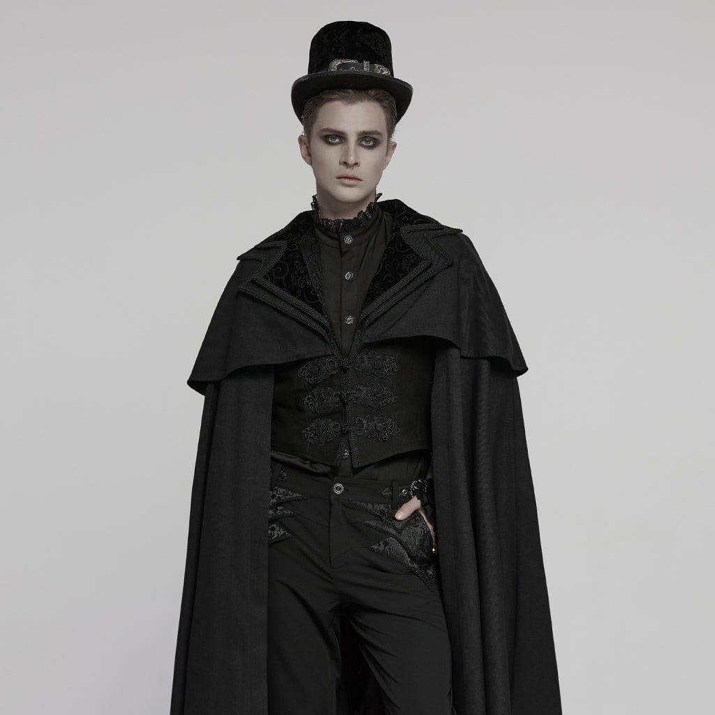 PUNK RAVE Men's Gothic Stand Collar Frog Witchy Coat