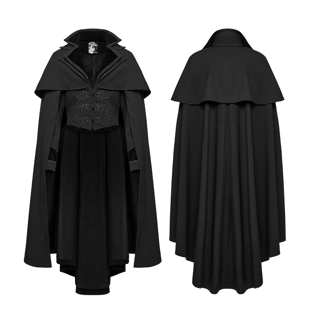 PUNK RAVE Men's Gothic Stand Collar Frog Witchy Coat