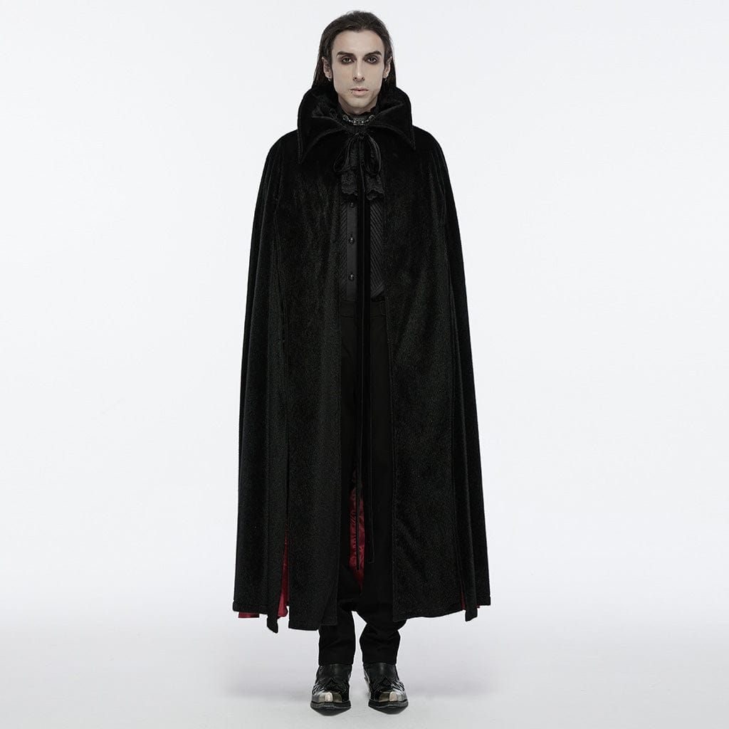 PUNK RAVE Men's Gothic Strap Bat Cloak Black Red