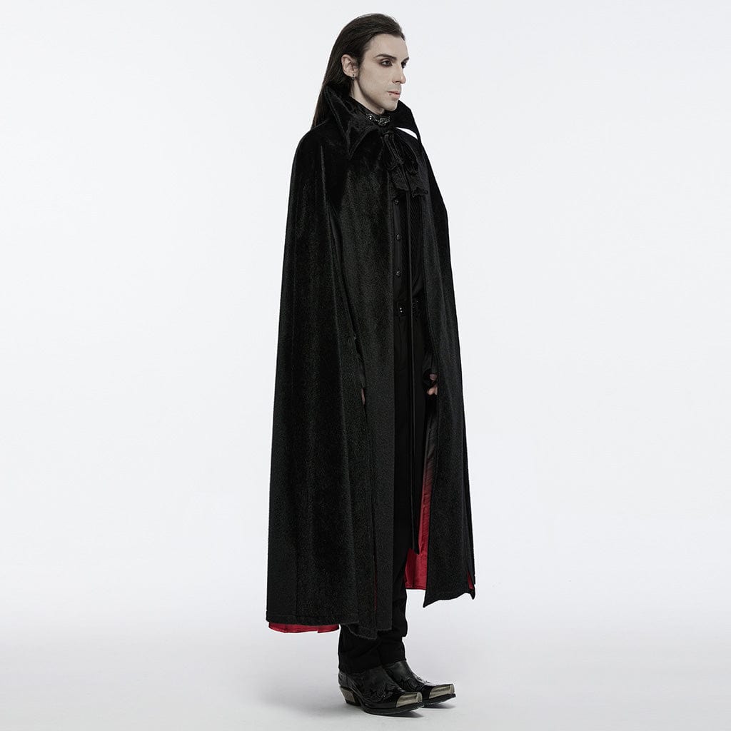 PUNK RAVE Men's Gothic Strap Bat Cloak Black Red