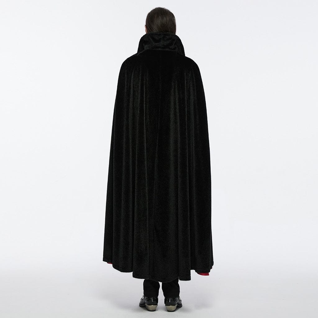 PUNK RAVE Men's Gothic Strap Bat Cloak Black Red