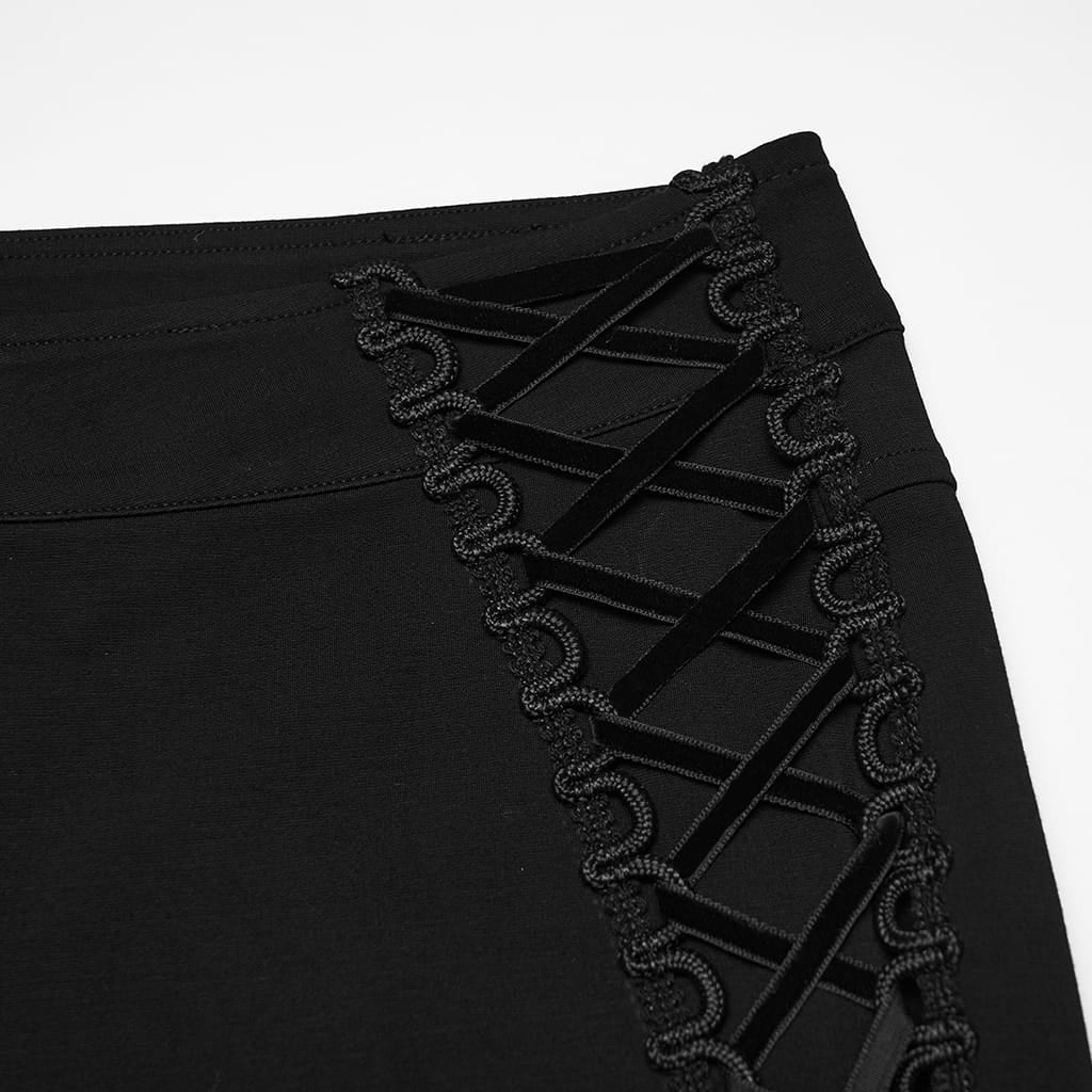 PUNK RAVE Men's Gothic Strapped Minimalist Pants