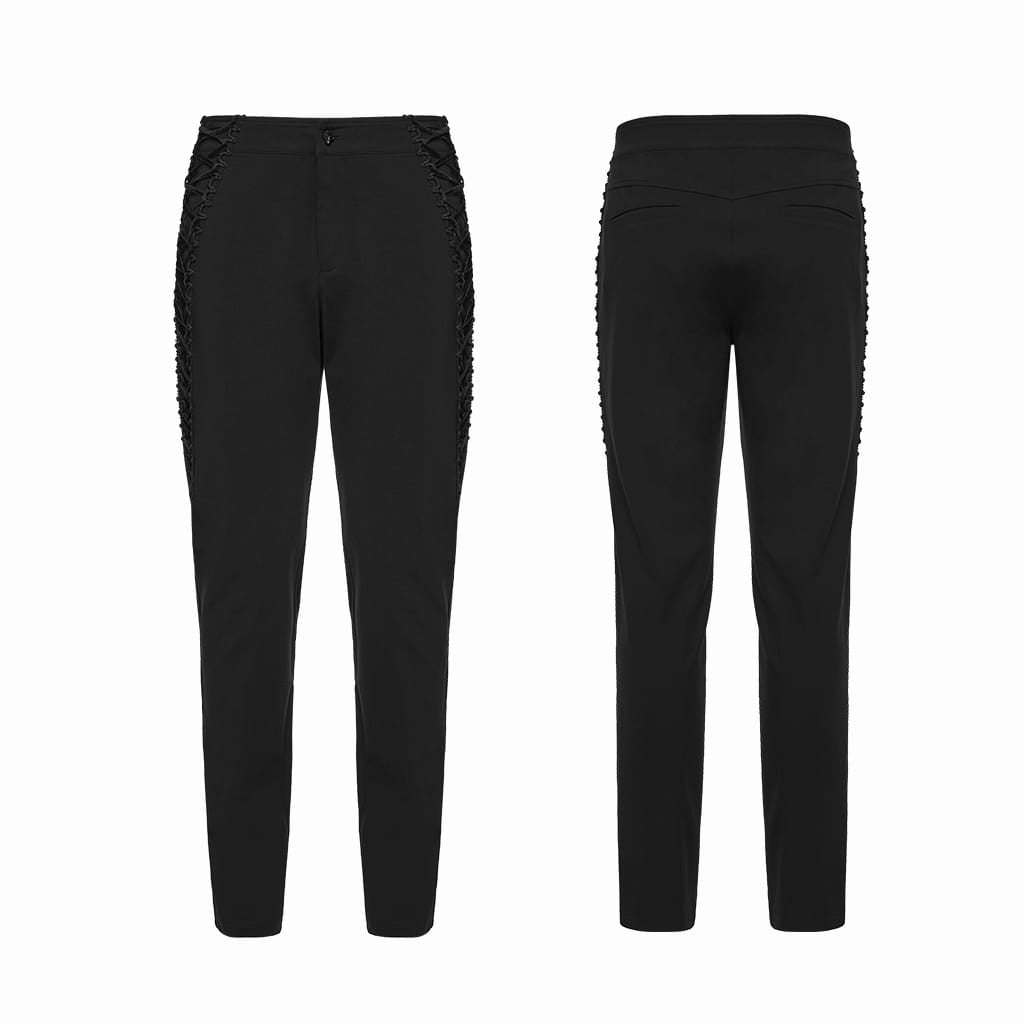 PUNK RAVE Men's Gothic Strapped Minimalist Pants
