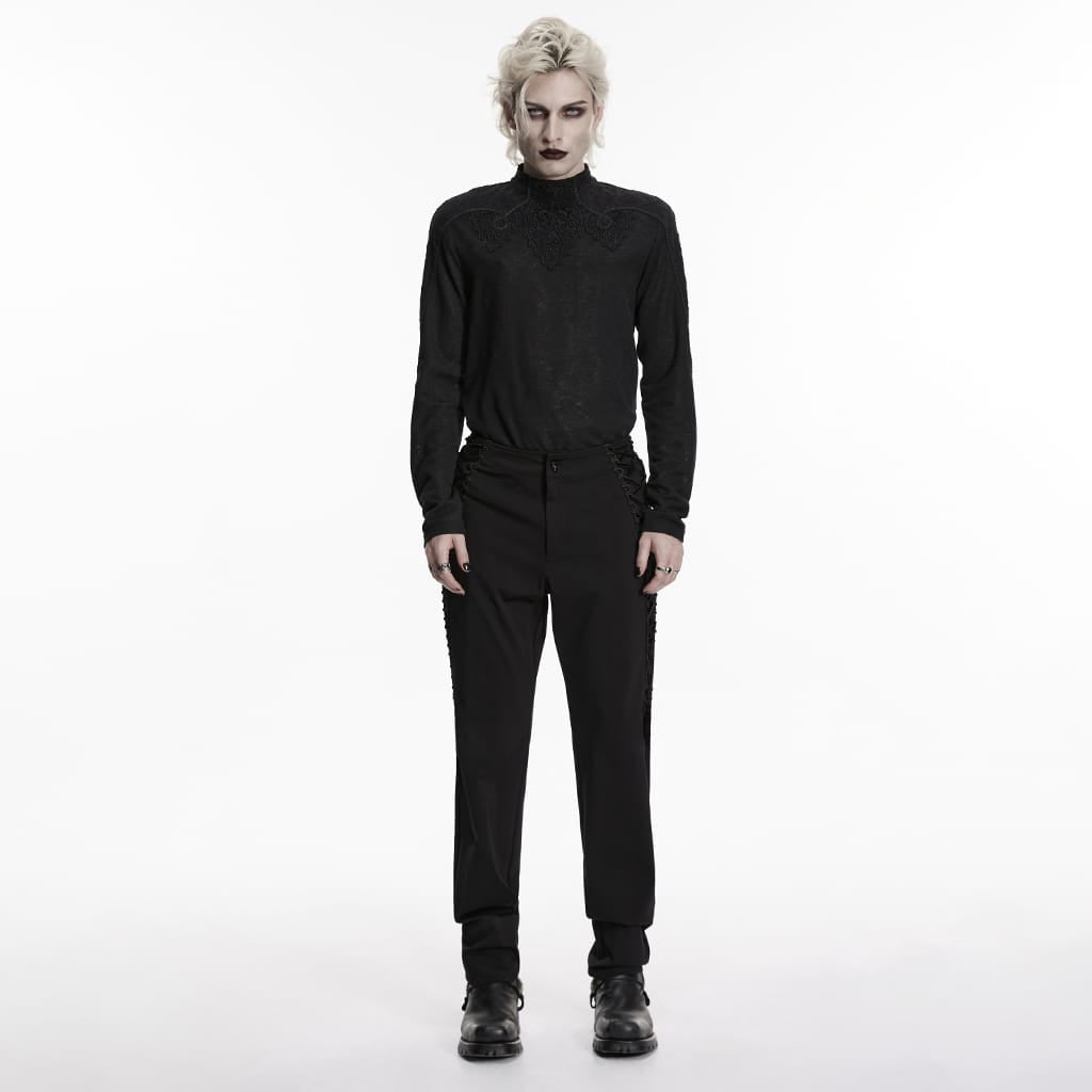PUNK RAVE Men's Gothic Strapped Minimalist Pants