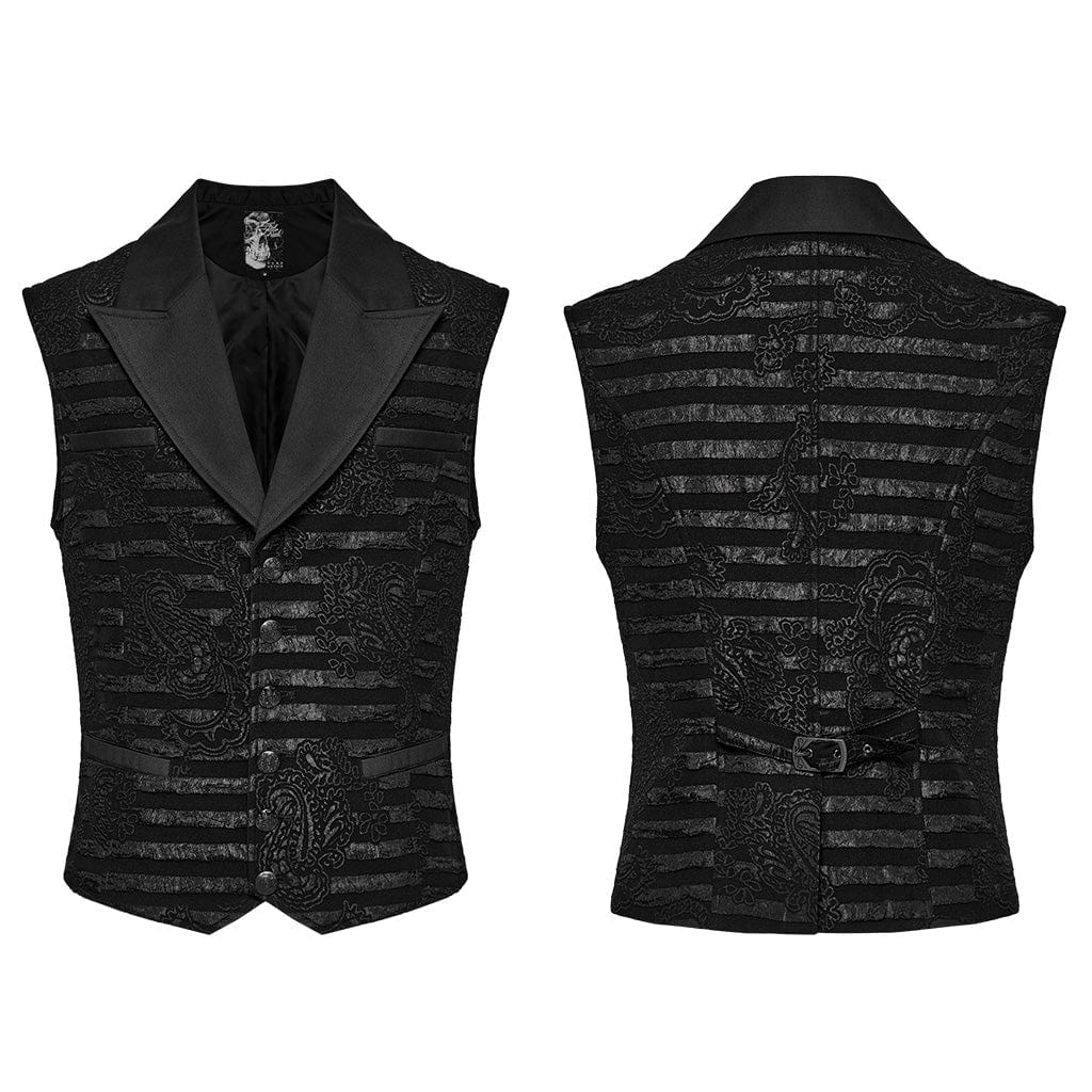 PUNK RAVE Men's Gothic Stripes Jacquard Waistcoat