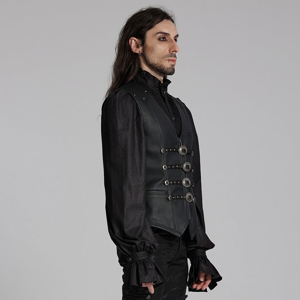 PUNK RAVE Men's Gothic Studs Buckle-up Waistcoat