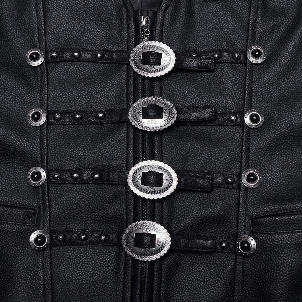 PUNK RAVE Men's Gothic Studs Buckle-up Waistcoat