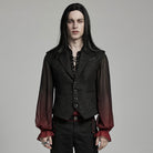 PUNK RAVE Men's Gothic Turn-down Collar Floral Bat Vest