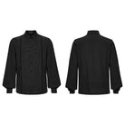 PUNK RAVE Men's Gothic Turn-down Collar Puff Sleeved Shirt with Detachable Necktie Black