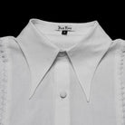 PUNK RAVE Men's Gothic Turn-down Collar Puff Sleeved Shirt with Detachable Necktie White