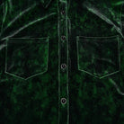 PUNK RAVE Men's Gothic Turn-down Collar Puff Sleeved Velvet Shirt Black-Green