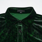 PUNK RAVE Men's Gothic Turn-down Collar Puff Sleeved Velvet Shirt Black-Green