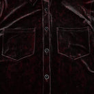 PUNK RAVE Men's Gothic Turn-down Collar Puff Sleeved Velvet Shirt Black-Red