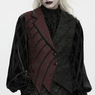 PUNK RAVE Men's Gothic Two‑Tone Lapel Jacquard Asymmetric Tailcoat Vest