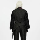 PUNK RAVE Men's Gothic Two‑Tone Lapel Jacquard Asymmetric Tailcoat Vest