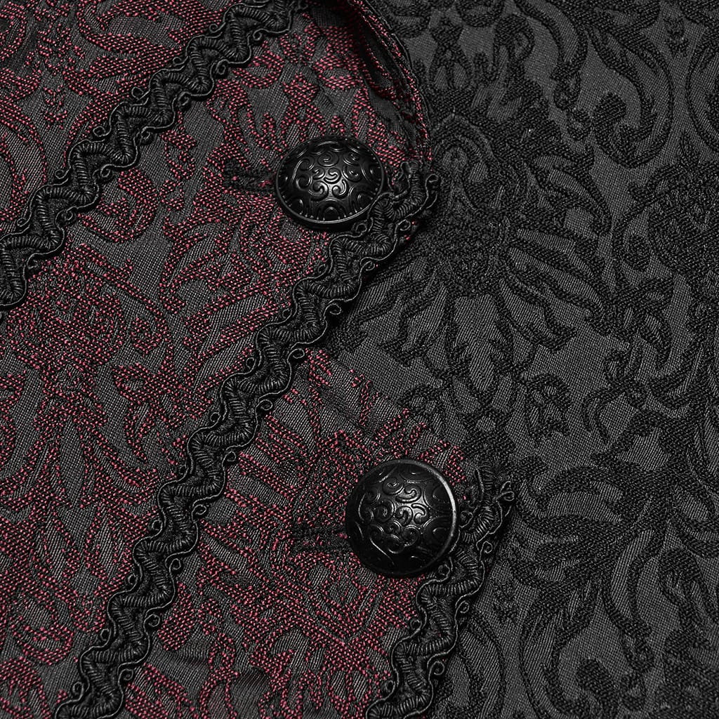 PUNK RAVE Men's Gothic Two‑Tone Lapel Jacquard Asymmetric Tailcoat Vest