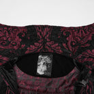 PUNK RAVE Men's Gothic Velvet Chain Stand Collar Long Cloak Black-Red
