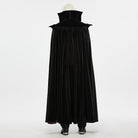 PUNK RAVE Men's Gothic Velvet Chain Stand Collar Long Cloak Black-Red