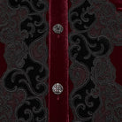 PUNK RAVE Men's Gothic Velvet Ruffled Mock Neck Lantern Sleeve Shirt Red