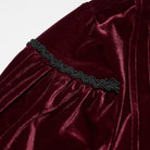 PUNK RAVE Men's Gothic Velvet Ruffled Mock Neck Lantern Sleeve Shirt Red