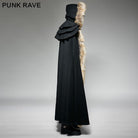 PUNK RAVE Men's Gothic Woolen Hooded Maxi Coat