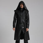 PUNK RAVE Men's Gothic Zip Pleated Jacket with Hood