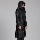 PUNK RAVE Men's Gothic Zip Pleated Jacket with Hood