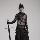 PUNK RAVE Men's Mechanical Steampunk Faux Leather Rivets Harness/Collar