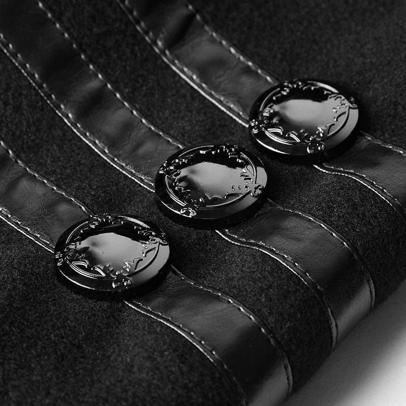 PUNK RAVE Men's Military Uniform Worsted Long Coat With Belt