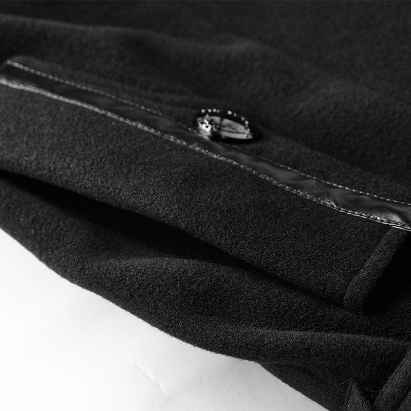 PUNK RAVE Men's Military Uniform Worsted Long Coat With Belt