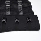 PUNK RAVE Men's Punk Asymmetric Buckle Straps Mesh Splice Vest